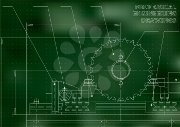 Mechanical engineering drawings. Vector Drawing. Green. Points