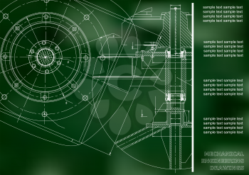 Mechanical engineering drawings. Vector engineering drawing. Green