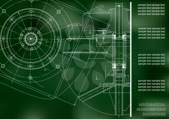 Mechanical engineering drawings. Vector engineering drawing. Green. Points