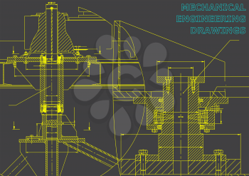 Mechanical engineering. Technical illustration. Backgrounds of engineering subjects. Technical design. Instrument making. Cover, banner, flyer, background. Gray