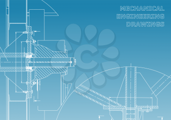Mechanical engineering. Technical illustration. Blue and white