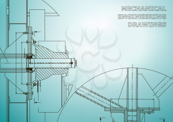 Mechanical engineering. Technical illustration. Light blue