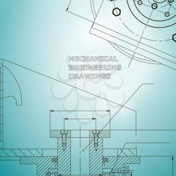 Mechanics. Technical design. Engineering style. Mechanical instrument making. Cover. Light blue