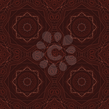 Seamless Mandala. Seamless oriental pattern. Doodle drawing. Hand drawing. Yoga, relaxation, floral brown motifs