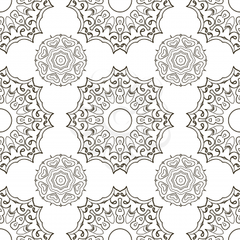White and Black seamless doodle pattern, ethnic ornament. Hand drawn abstract background. Mandala motives. Relax pattern