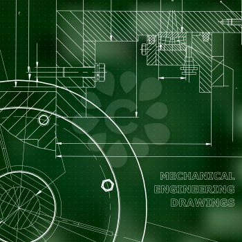 Backgrounds of engineering subjects. Technical illustration. Green background. Points