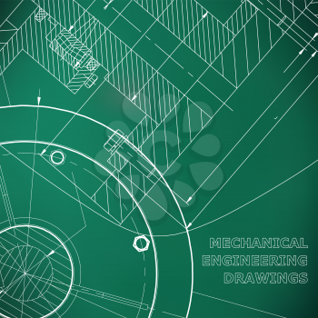 Backgrounds of engineering subjects. Technical illustration. Mechanical. Light green background