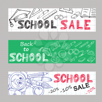 Internet banners. Back to school. School sale