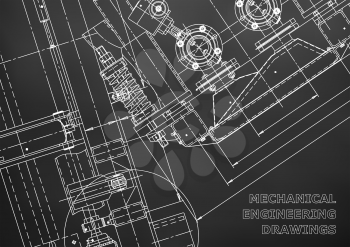 Blueprint. Vector engineering drawings. Mechanical instrument making. Technical abstract Black background. Technical illustration, cover, banner