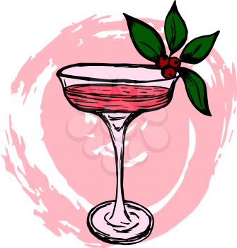 Card, flyer, banner. Cocktail party. Drink with berries. Stylish illustration, logo
