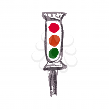 Children's drawings. Elements for the design of postcards, backgrounds, packaging. Printing for clothing. Traffic light
