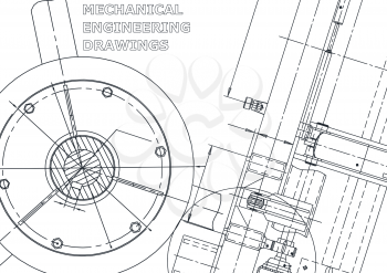 Cover, flyer, banner. Vector engineering illustration. Blueprint, background. Instrument-making drawings. Mechanical engineering drawing