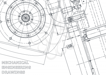 Cover. Vector engineering illustration. Blueprint, flyer, banner, background. Instrument-making drawings. Mechanical drawing