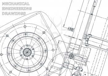 Cover. Vector engineering illustration. Blueprint, flyer, banner, background. Instrument-making drawings. Mechanical engineering drawing. Technical illustrations, backgrounds. Scheme, Outline