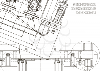 Machine-building industry. Computer aided design systems. Technical illustrations, backgrounds. Mechanical engineering drawing