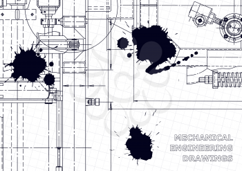 Machine-building industry. Mechanical engineering drawing. Instrument-making. Black Ink. Blots