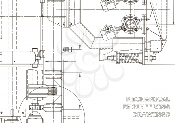 Mechanical instrument making. Technical illustration. Blueprint, cover banner Vector drawing