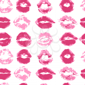 Seamless pattern. Hand drawing. Acrylic paints. Background for your creativity. Lips, Pink lipstick