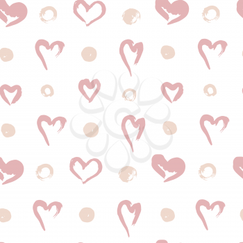 Seamless pattern. Hand drawing. Acrylic paints, brushes. Background for your creativity. Modern background. Heart. Love, Valentine's Day