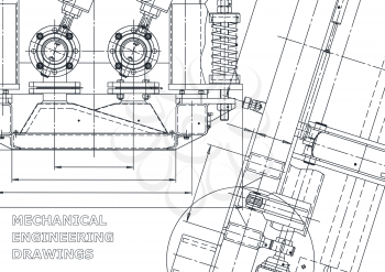Sketch. Vector engineering illustration. Cover, flyer, banner, background. Instrument-making drawings. Mechanical engineering drawing. Technical illustrations backgrounds Blueprint outline