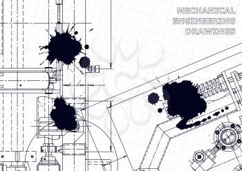 Technical abstract backgrounds. Black Ink. Blots. Mechanical instrument making