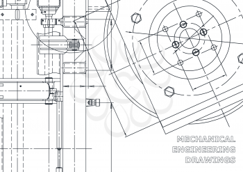 Vector engineering illustration. Computer aided design systems. Instrument-making drawings. Mechanical engineering drawing. Technical illustration