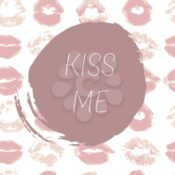 Vector illustration. Card, flyer, web banner. A short message, a greeting. Beautiful text. Kiss me