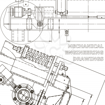 Blueprint, scheme, plan, sketch. Technical illustrations, background. Machine industry. Corporate Identity