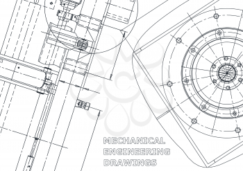 Blueprint, Sketch. Vector engineering illustration. Cover, flyer, banner, background. Instrument-making drawing