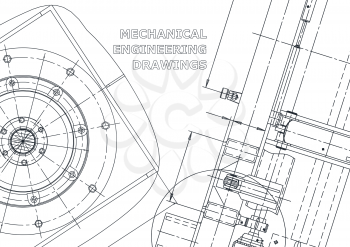 Blueprint, Sketch. Vector engineering illustration. Cover, flyer, banner, background. Instrument-making drawings