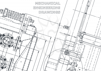 Blueprint. Vector engineering illustration. Computer aided design systems. Instrument-making drawings. Mechanical engineering drawing. Technical illustrations, backgrounds. Scheme, plan