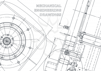 Blueprint. Vector engineering illustration. Cover, flyer, banner, background. Instrument-making drawings. Mechanical engineering drawing. Technical illustrations, backgrounds. Scheme