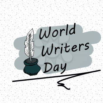 Festive pattern. World Writer Day. Postcard, banner, flyer. Greeting card. Doodle drawing