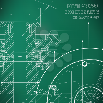 Light green background. Technical illustration. Mechanical engineering. Technical design. Instrument making. Cover, banner, flyer, background