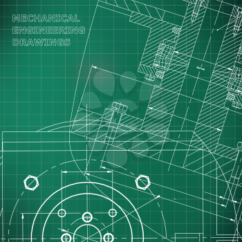 Mechanics. Technical design. Engineering. Corporate Identity. Light green background. Grid