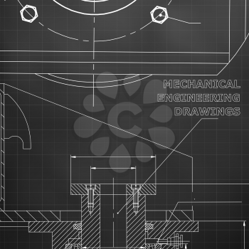 Mechanics. Technical design. Engineering style. Black background. Grid