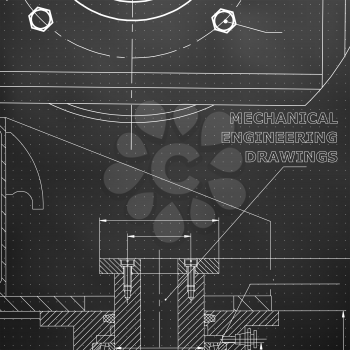 Mechanics. Technical design. Engineering style. Black background. Points