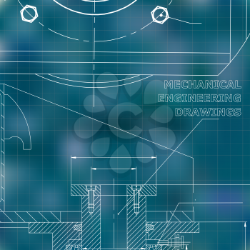 Mechanics. Technical design. Engineering style. Blue background. Grid