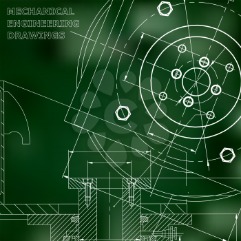 Mechanics. Technical design. Engineering. Green background