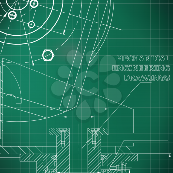 Mechanics. Technical design. Light green background. Grid