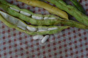 Beans. Phaseolus. Bean Seeds. Legumes. Kitchen. Recipes. Tablecloth. Before cooking. Delicious. It is useful. Close-up. Horizontal