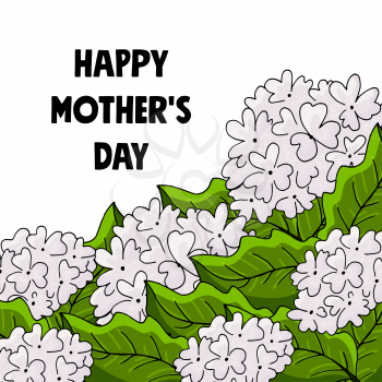 Buldenezh. Monstera. Viburnum flowers. Greeting card Happy Mother's Day