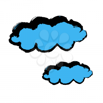 Clouds icon. Hand drawing paint, brush drawing. Isolated on a white background. Doodle grunge style icon. Outline, cartoon