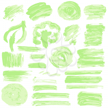 Collection of green paint, ink, brush strokes, brushes, lines, grungy. Waves circles Dirty elements of decoration