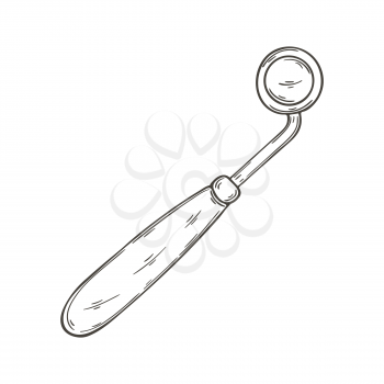 Contour Medical icon. Vector illustration in hand draw style. Image isolated on white background. Medical instrument. Dental mirror