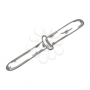Contour Medical icon. Vector illustration in hand draw style. Image isolated on white background. Medical instrument. Pipette