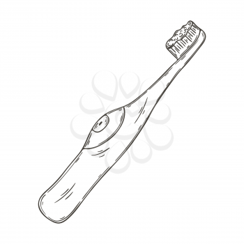 Contour Medical icon. Vector illustration in hand draw style. Isolated on white background. Medical instrument. Mechanical Toothbrush