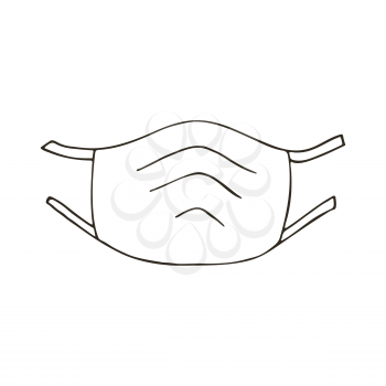 Contour Medical icon. Vector illustration in hand draw style. Isolated on white background. Medical tools. Medical mask