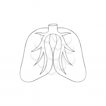 Contour Vector icon in hand draw style. Image isolated on white background. Human organs. Lungs