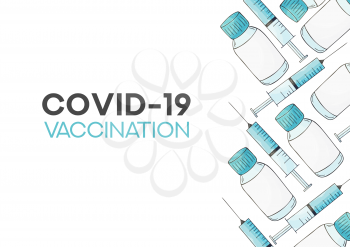 Coronavirus vaccine vector background. Covid-19 corona virus vaccination. 2019-ncov Covid-19 Coronavirus vaccine